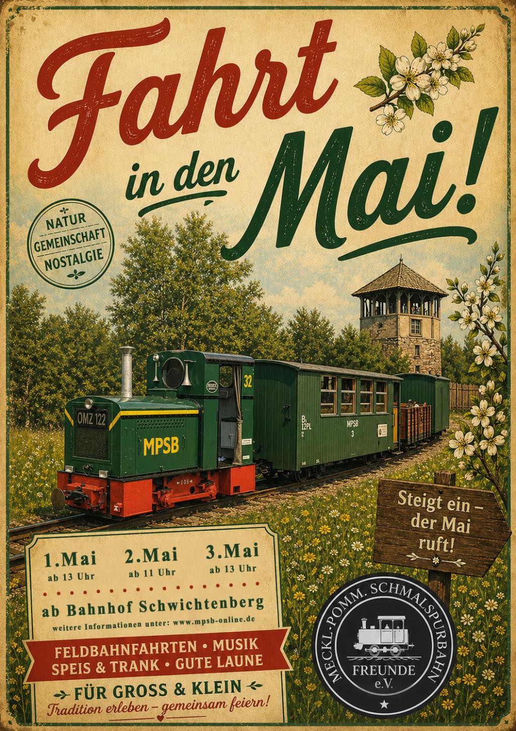 Plakat fahrt in den Mai